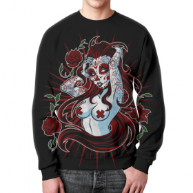 full_print_sweatshirt с принтом Sugar skull girl в Смоленске,  |  | 