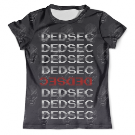 full_print_tee с принтом DEDSEC (Watch Dogs 2) в Смоленске, Футболка с нанесением полноцветного изображения по всей поверхности может быть выполнена в двух вариантах - ХЛОПОК и СИНТЕТИКА. | Хлопок - ткань из 100% хлопка высшего качества пенье.  <br>Синтетика - ткань с высоким содержанием синтетического волокна (до 80%).  Материал хорошо тянется, имеет приятную на ощупь фактуру | Тематика изображения на принте: 