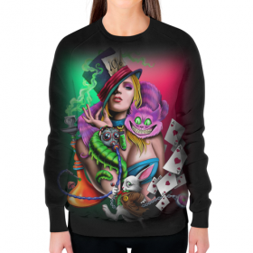 full_print_woman_sweatshirt с принтом Алиса в стране чудес в Смоленске,  |  | 