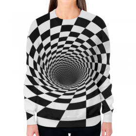 full_print_woman_sweatshirt с принтом ВОРОНКА ШАХМАТНАЯ. ЧЕРНОЕ И БЕЛОЕ. в Смоленске,  |  | 