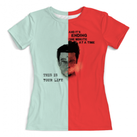 full_print_woman_tee с принтом Fight Club (Бойцовский клуб) в Смоленске, Футболка с нанесением полноцветного изображения по всей поверхности может быть выполнена в двух вариантах - ХЛОПОК и СИНТЕТИКА. | Хлопок - ткань из 100% хлопка высшего качества пенье.  <br>Синтетика - ткань с высоким содержанием синтетического волокна (до 80%).  Материал хорошо тянется, имеет приятную на ощупь фактуру | 