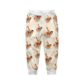 Детские брюки 3D с принтом Ножки в Смоленске, 100% полиэстер | манжеты по низу, эластичный пояс регулируется шнурком, по бокам два кармана без застежек, внутренняя часть кармана из мелкой сетки | Тематика изображения на принте: голые | девушки | прикол