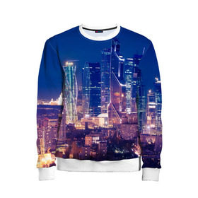 Детский свитшот 3D Ночная Москва: в Смоленске, 100% полиэстер | свободная посадка, прямой крой, мягкая тканевая резинка на рукавах и понизу свитшота | город | москва сити | пейзаж