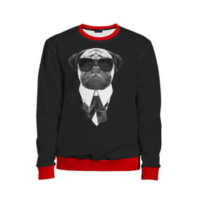 Детский свитшот 3D Мопс в черном: в Смоленске, 100% полиэстер | свободная посадка, прямой крой, мягкая тканевая резинка на рукавах и понизу свитшота | Тематика изображения на принте: домашние животные | мопс | пес | песик | собака | собачка