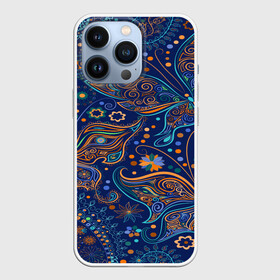 Чехол для iPhone 13 Pro с принтом Необычные узоры в Смоленске,  |  | Тематика изображения на принте: cucumber | flower | gherkin | ornament | pattern | гжель | орнамент | текстура | турецкий огурец | узоры | цветок | цветочный | этнический узор