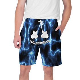Мужские шорты 3D с принтом Marshmello в Смоленске,  полиэстер 100% | прямой крой, два кармана без застежек по бокам. Мягкая трикотажная резинка на поясе, внутри которой широкие завязки. Длина чуть выше колен | christopher comstock | dj | marshmello | music | диджей | клубная музыка | клубняк | крис комсток | логотип | маршмеллоу | музыка