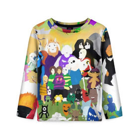 Детский лонгслив 3D Undertale allpic: в Смоленске, 100% полиэстер | длинные рукава, круглый вырез горловины, полуприлегающий силуэт
 | Тематика изображения на принте: game | undertale | азриэль дримурр | альфис | андайн | андертейл | асгор дримурр | добро | дьявол | зло | игра | игры | кости | меттатон | папирус | санс | стрела | ториэль | трезубец | фриск | чара | черный