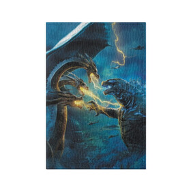 Обложка для паспорта матовая кожа с принтом ГОДЗИЛЛА  в Смоленске, натуральная матовая кожа | размер 19,3 х 13,7 см; прозрачные пластиковые крепления | Тематика изображения на принте: godzilla | king of the monsters | годзила | годзилла 2 | король монстров