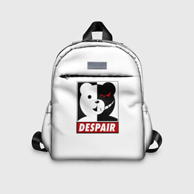 Детский рюкзак 3D с принтом Monokuma despair в Смоленске, 100% полиэстер | лямки с регулируемой длиной, сверху петелька, чтобы рюкзак можно было повесить на вешалку. Основное отделение закрывается на молнию, как и внешний карман. Внутри дополнительный карман. По бокам два дополнительных кармашка | anime | art | bear | danganronpa | japan | monokuma | аниме | арт | животное | манга | медведь | мишка | мульфильм | персонаж | плюшевый | япония