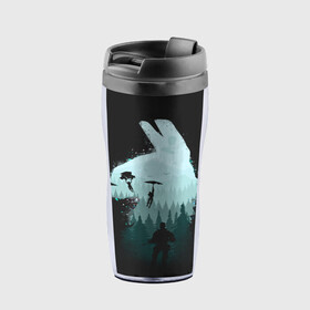 Термокружка-непроливайка с принтом Fortnite  в Смоленске, внутренняя часть — пищевой пластик, наружная часть — прозрачный пластик, между ними — полиграфическая вставка с рисунком | объем — 350 мл, герметичная крышка | battle | fortnite | funny | kills | royale | save | season | the | twitch | world | битва | борьба | зомби | королевская | оружие | скины | стратегия | фортнайт