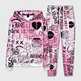 Мужской костюм 3D с принтом LIL PEEP. в Смоленске, 100% полиэстер | Манжеты и пояс оформлены тканевой резинкой, двухслойный капюшон со шнурком для регулировки, карманы спереди | Тематика изображения на принте: lil peep | lil prince | pink | зарубежная музыка | лил пип | маленький принц