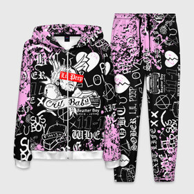 Мужской костюм 3D с принтом LIL PEEP. в Смоленске, 100% полиэстер | Манжеты и пояс оформлены тканевой резинкой, двухслойный капюшон со шнурком для регулировки, карманы спереди | Тематика изображения на принте: lil peep | lil prince | pink | зарубежная музыка | лил пип | маленький принц