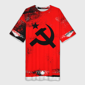 Платье-футболка 3D с принтом СССР в Смоленске,  |  | russia | russia sport | народный | народный стиль | россия | россия спорт | русский | спорт | флаг | я русский
