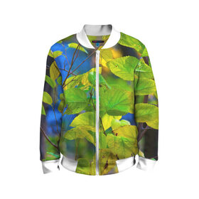 Детский бомбер 3D Листва: в Смоленске, 100% полиэстер | застегивается на молнию, по бокам два кармана без застежек, мягкие манжеты, по низу бомбера и на воротнике — эластичная резинка | Тематика изображения на принте: береза | деревья | листья | осень | природа