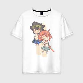 Женская футболка хлопок Oversize с принтом Джин и Ю в Смоленске, 100% хлопок | свободный крой, круглый ворот, спущенный рукав, длина до линии бедер
 | anime | mad cow dae wi | mi ra yu | mira yu | mo ri jin | mori jin | the god of high school | аниме | бог старшей школы | боевые искусства | дэви хан | мира ю | мори джин | фантастика | фэнтези | царь горы | экшен