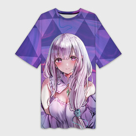 Платье-футболка 3D с принтом Эмилия в Смоленске,  |  | anime | emilia | re zero | re: zero kara hajimeru isekai seikatsu | re: жизнь с нуля в альтернативном мире | ре зеро | эмилия