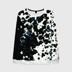 Мужской свитшот 3D с принтом KUBIKI в Смоленске, 100% полиэстер с мягким внутренним слоем | круглый вырез горловины, мягкая резинка на манжетах и поясе, свободная посадка по фигуре | Тематика изображения на принте: bricks | абстракция | кубики | молодежное | пестрое | черно белое