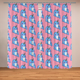 Фотошторы с принтом Дельфинчики | Единорожки в Смоленске, Блэкаут (светозащита 90%) / Габардин (светозащита 40% | 2 полотна шириной по 145 см; Высота 200-300 см; Крепление: шторная лента (на крючки); | unicorn | вода | девочке | девчачья | дельфичик | детская | детство | единорог | единороги | единорожек | звездочки | корона | милая | море | мороженое | пончики | радуга | рога | рыба | рыбы | сладости