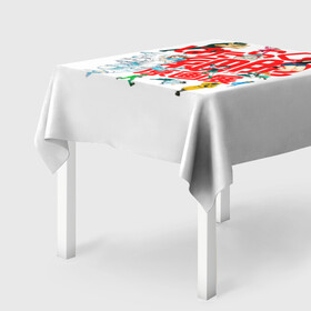 Скатерть 3D с принтом Cells at Work лого с персонажами в Смоленске, 100% полиэстер (ткань не мнется и не растягивается) | Размер: 150*150 см | Тематика изображения на принте: b saibou | cells at work | code black | hakkekkyuu | hataraku saibo | helper t saibou | kesshouban | killer t saibou | sekkekkyuu | аниме | б саибу | клетки за работой | макрофаг | манга | нейтрофил | помощник тайбу | секкеккюу | тромбоцит | уби