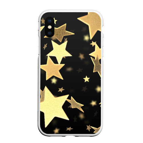 Чехол для iPhone XS Max матовый Золотые звезды фото