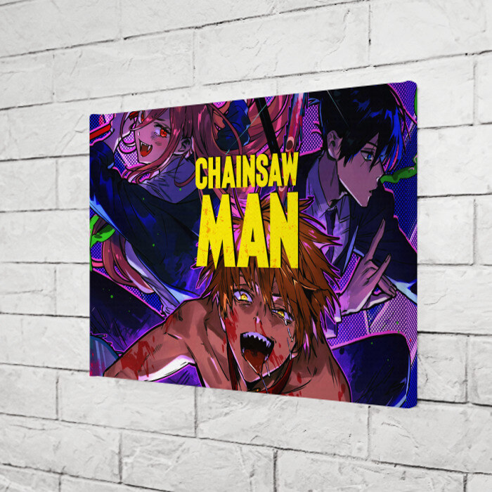 Холст прямоугольный Человек Бензопила фото