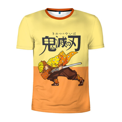 Мужская футболка 3D спортивная Зеницу Агацума Kimetsu no Yaiba фото