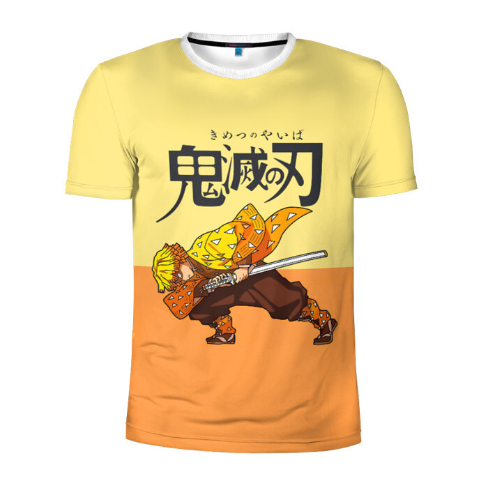 Мужская футболка 3D спортивная Зеницу Агацума Kimetsu no Yaiba фото